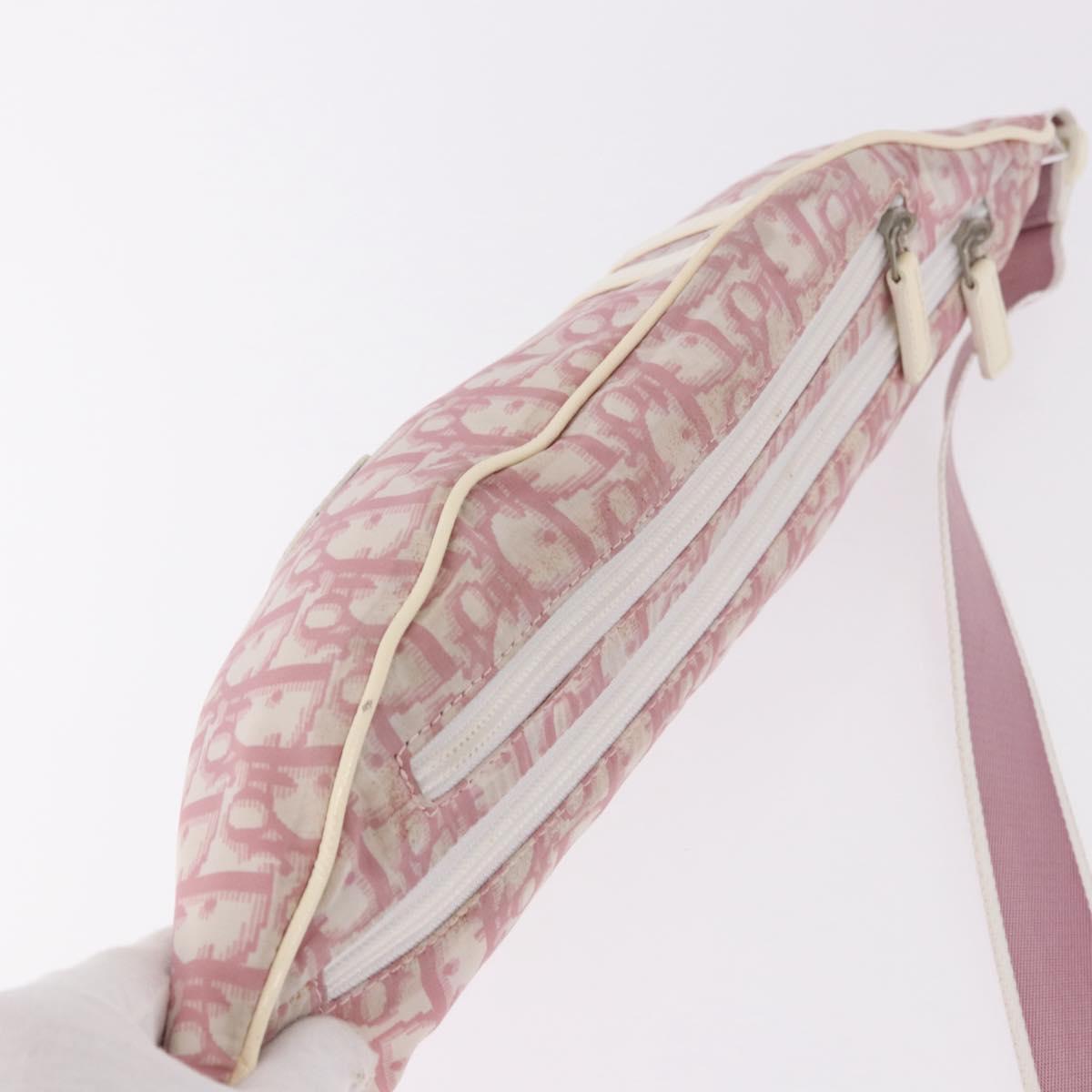 Christian Dior Shoulder Bag Nylon Pink Silver Auth mr2578A