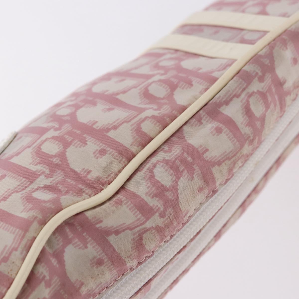 Christian Dior Shoulder Bag Nylon Pink Silver Auth mr2578A