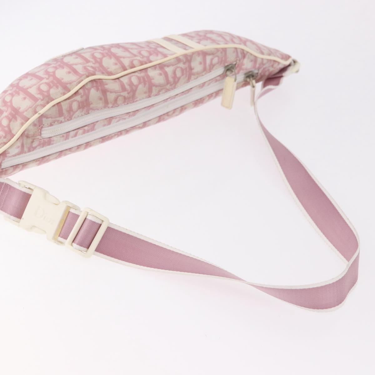 Christian Dior Shoulder Bag Nylon Pink Silver Auth mr2578A