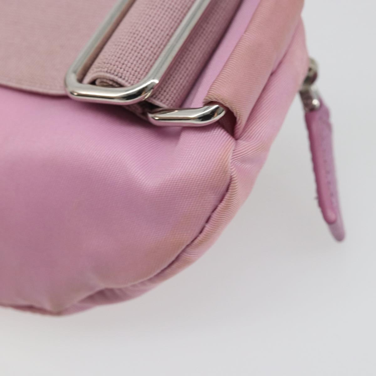 PRADA Arm Pouch Nylon Pink Silver Auth mr2583