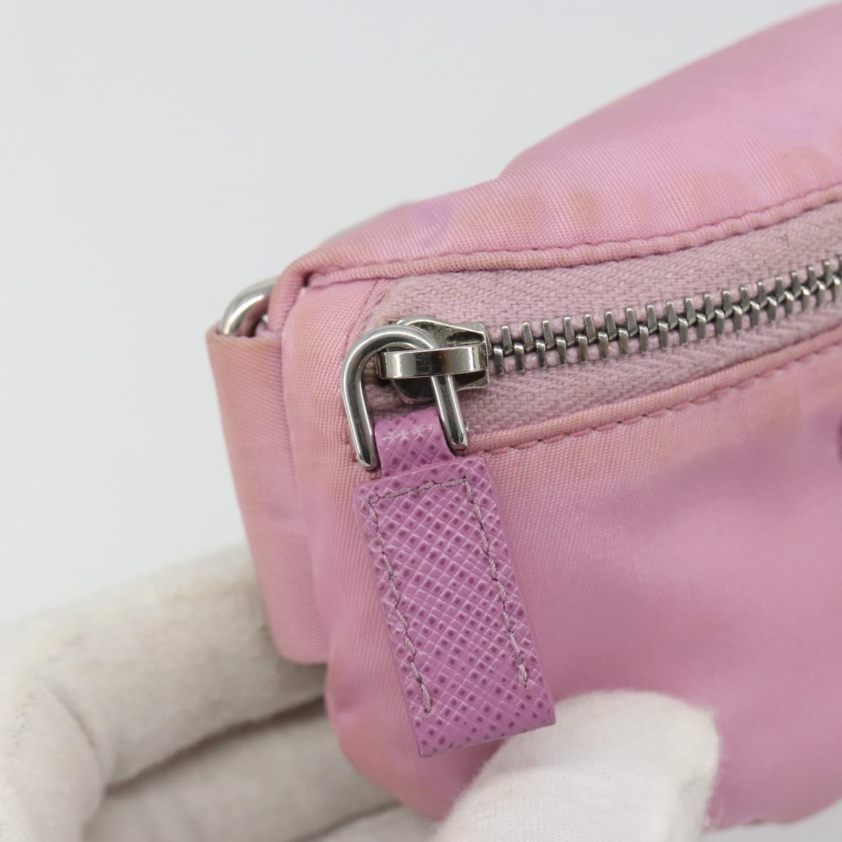 PRADA Arm Pouch Nylon Pink Silver Auth mr2583