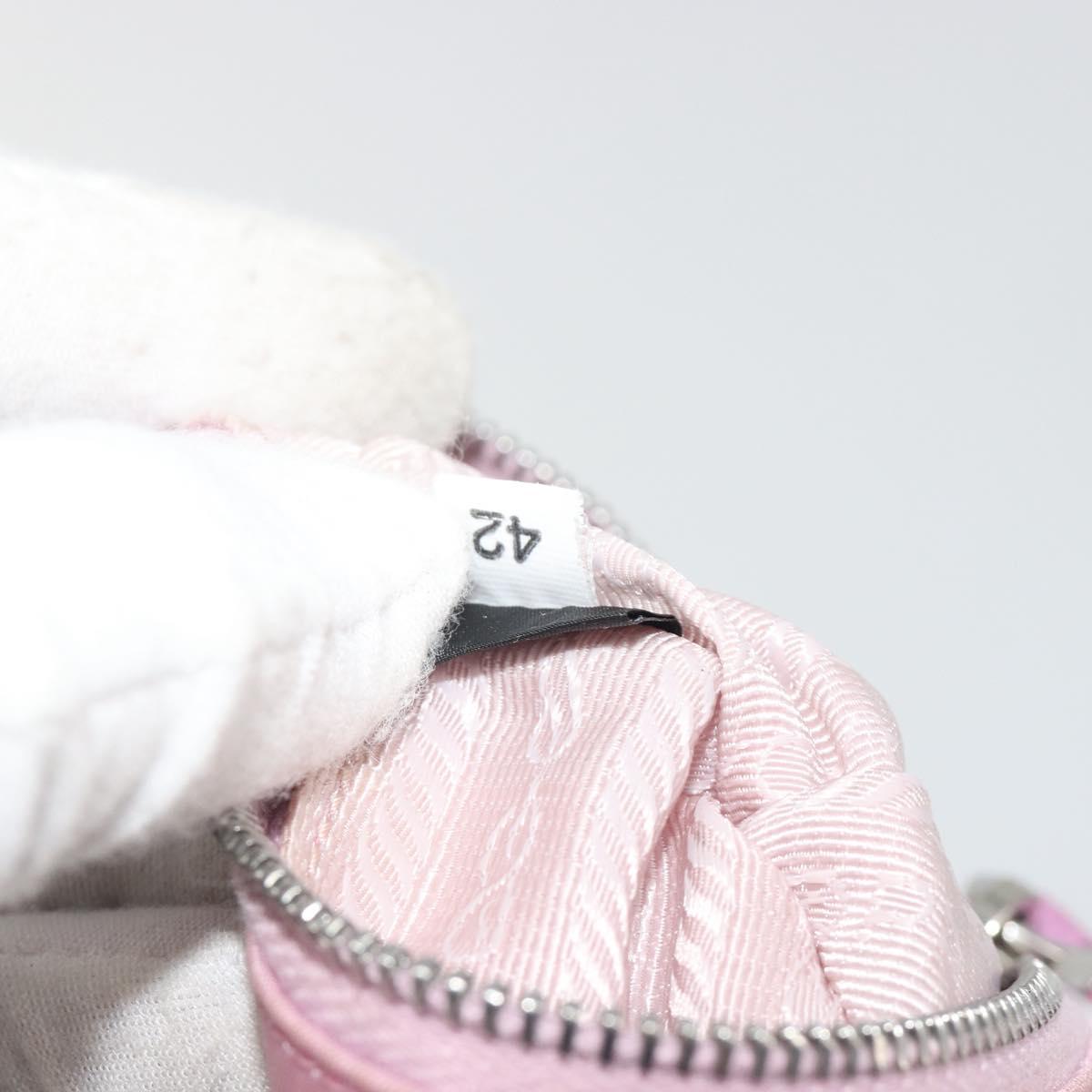 PRADA Arm Pouch Nylon Pink Silver Auth mr2583