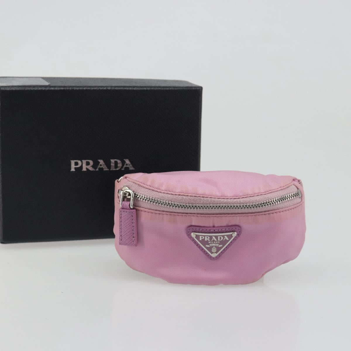 PRADA Arm Pouch Nylon Pink Silver Auth mr2583