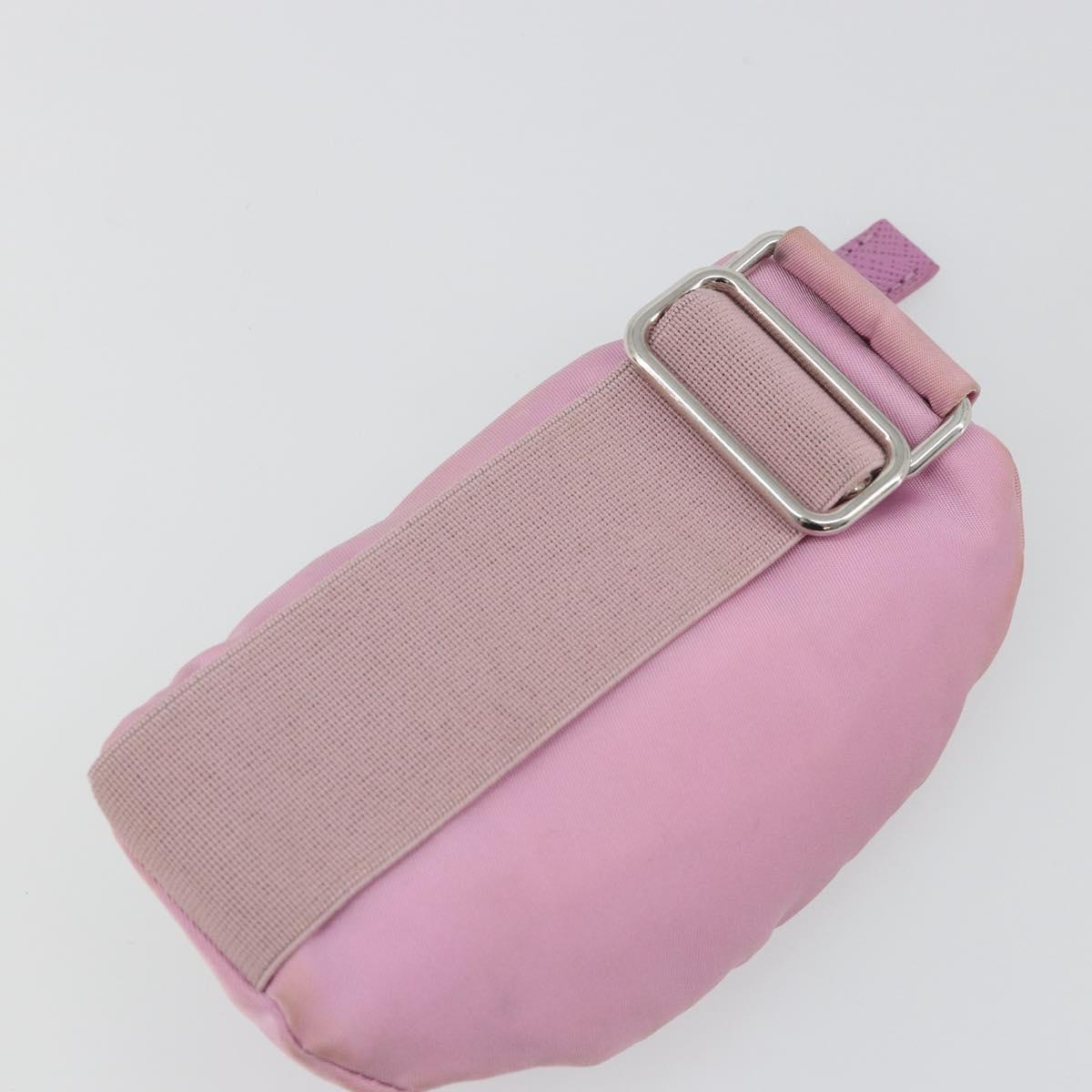 PRADA Arm Pouch Nylon Pink Silver Auth mr2583