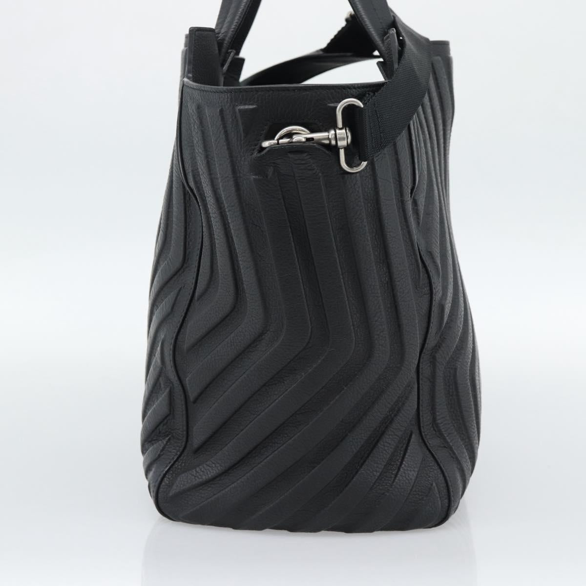 BALENCIAGA Car Hand Bag Leather 2way Black Silver 679461 Auth mr2586V