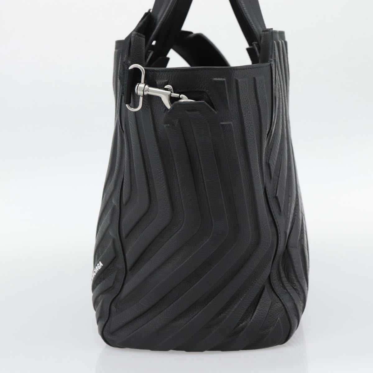 BALENCIAGA Car Hand Bag Leather 2way Black Silver 679461 Auth mr2586V
