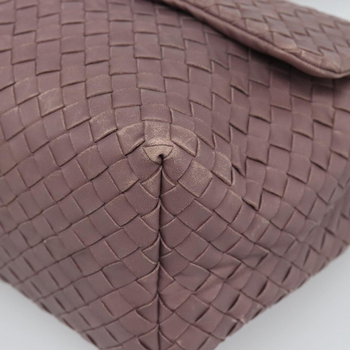 BOTTEGA VENETA INTRECCIATO Hand Bag Leather Purple Gold Auth mr2587A