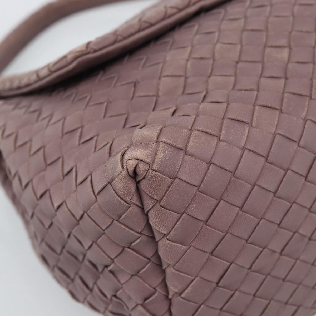 BOTTEGA VENETA INTRECCIATO Hand Bag Leather Purple Gold Auth mr2587A