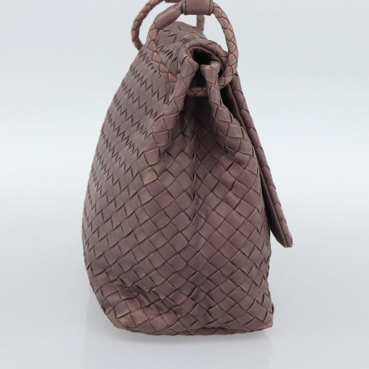 BOTTEGA VENETA INTRECCIATO Hand Bag Leather Purple Gold Auth mr2587A