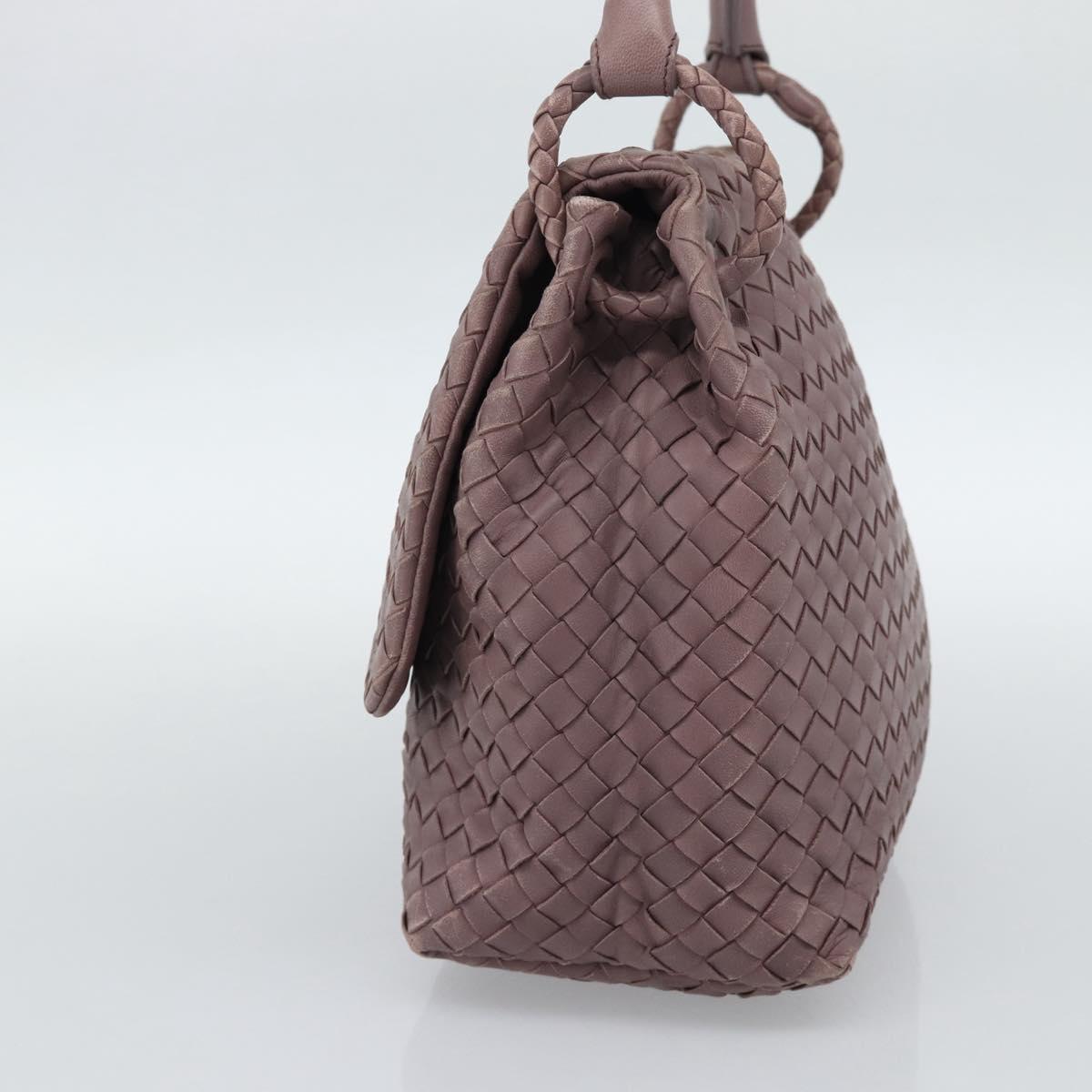 BOTTEGA VENETA INTRECCIATO Hand Bag Leather Purple Gold Auth mr2587A