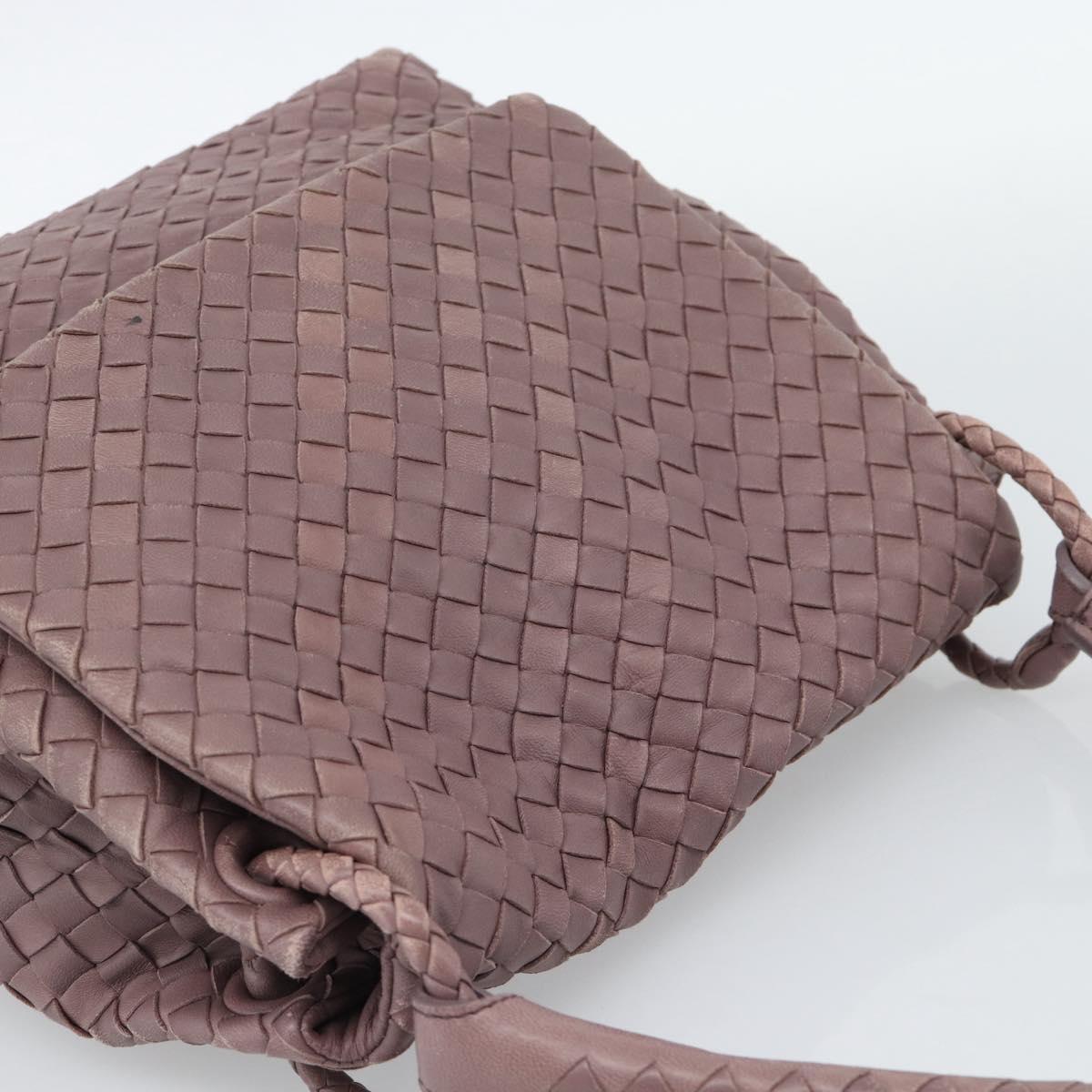 BOTTEGA VENETA INTRECCIATO Hand Bag Leather Purple Gold Auth mr2587A