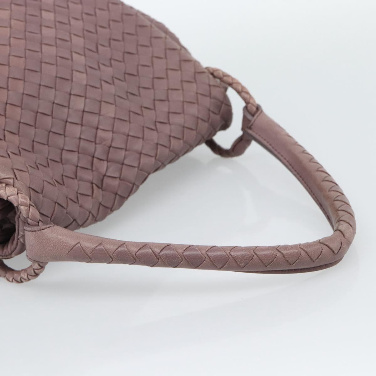 BOTTEGA VENETA INTRECCIATO Hand Bag Leather Purple Gold Auth mr2587A