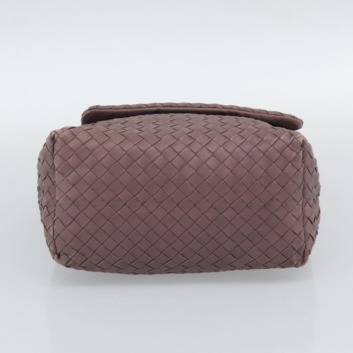 BOTTEGA VENETA INTRECCIATO Hand Bag Leather Purple Gold Auth mr2587A
