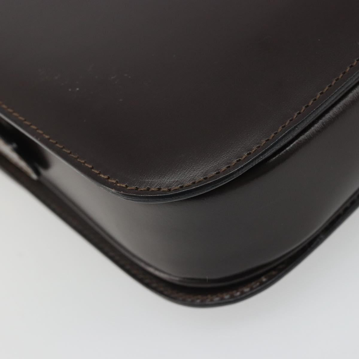 CELINE Shoulder Bag Leather Brown Gold Auth mr2589A
