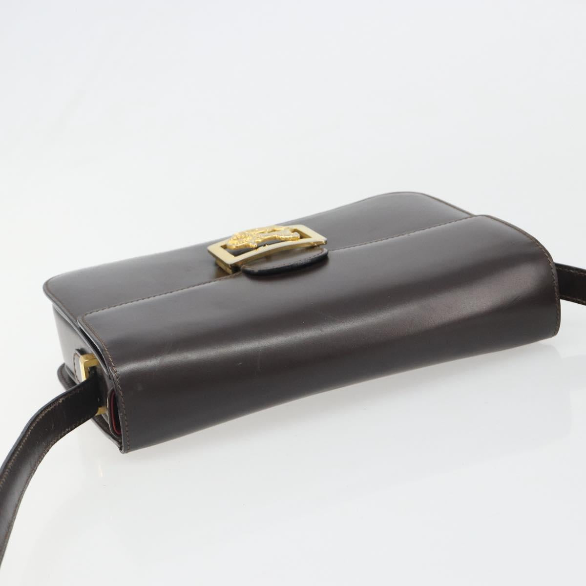 CELINE Shoulder Bag Leather Brown Gold Auth mr2589A
