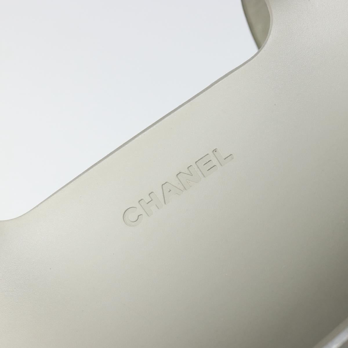 CHANEL Tote Bag Rubber Clear Silver CC Auth mr2590A