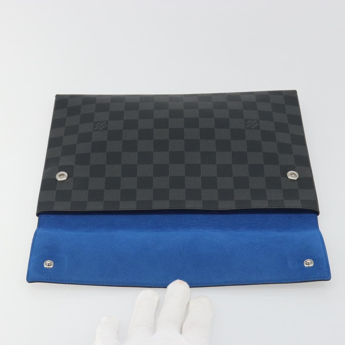 LOUIS VUITTON Damier Graphite Alpha Triple Pouch Bag N60255 LV Auth mr2593A
