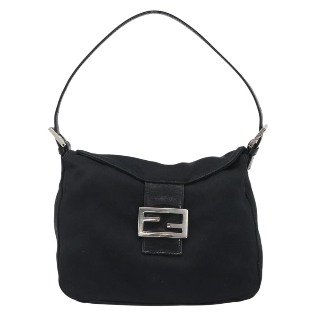 FENDI Hand Bag cotton Black Silver Auth mr2595