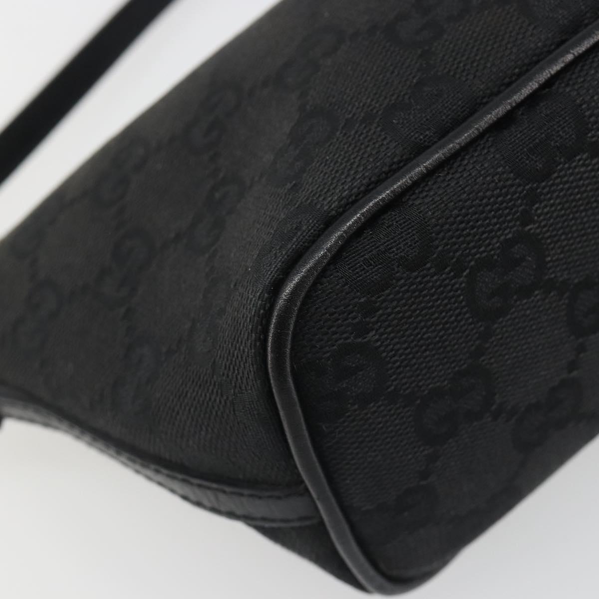 GUCCI GG Canvas Hand Pouch Black Silver 07198 Auth mr2600A