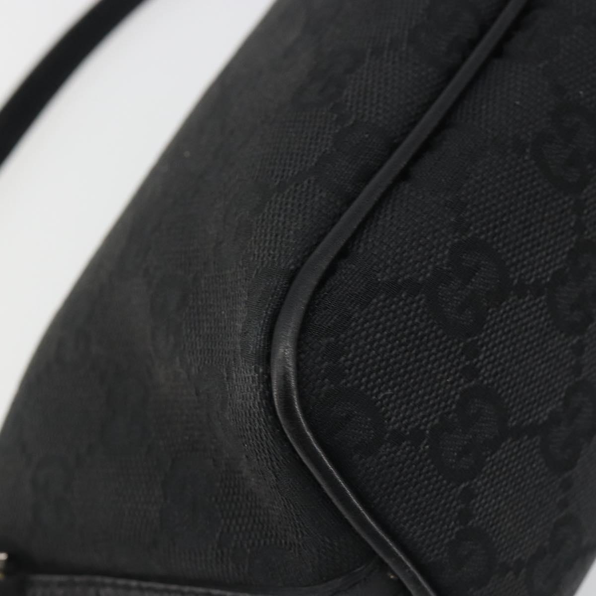 GUCCI GG Canvas Hand Pouch Black Silver 07198 Auth mr2600A