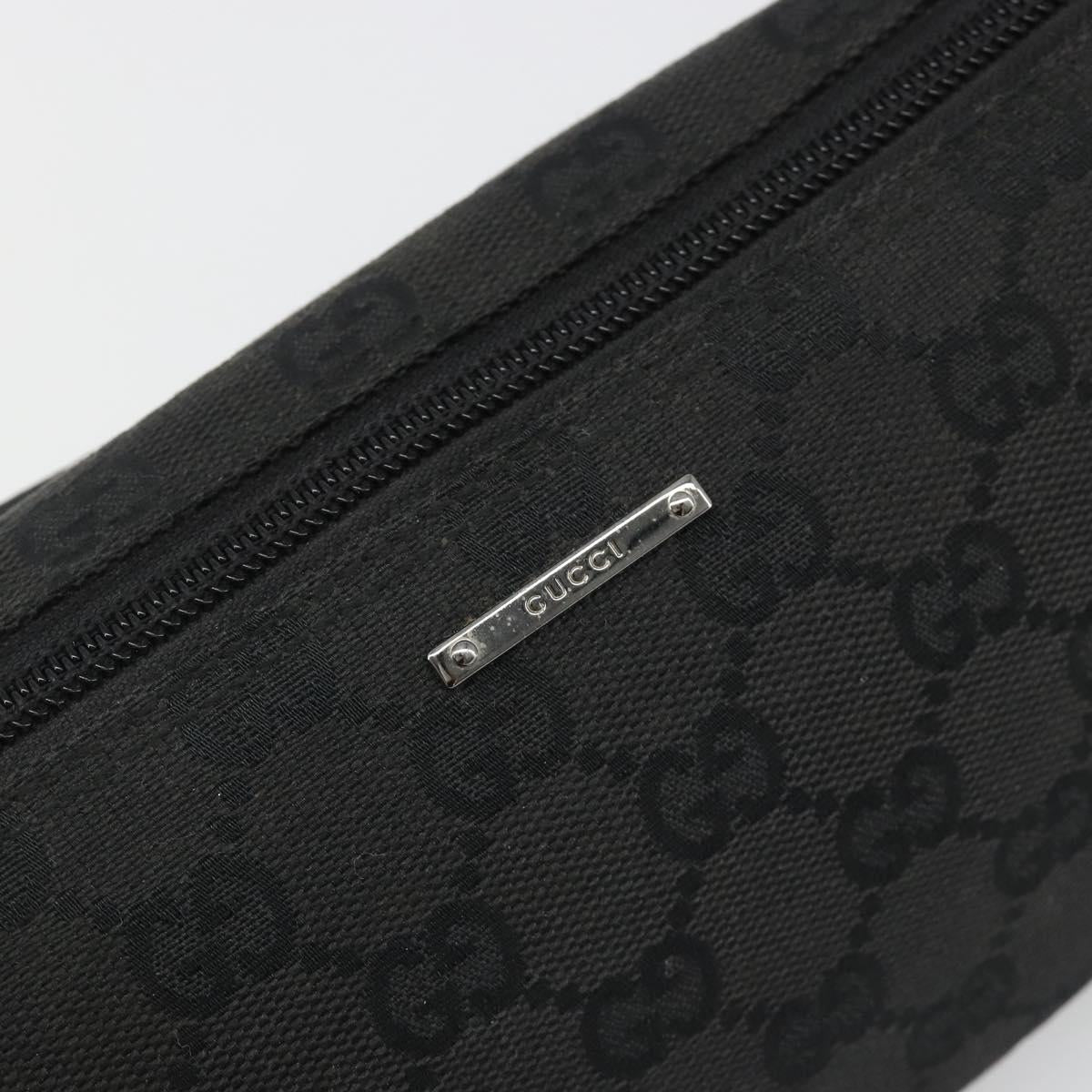 GUCCI GG Canvas Hand Pouch Black Silver 07198 Auth mr2600A