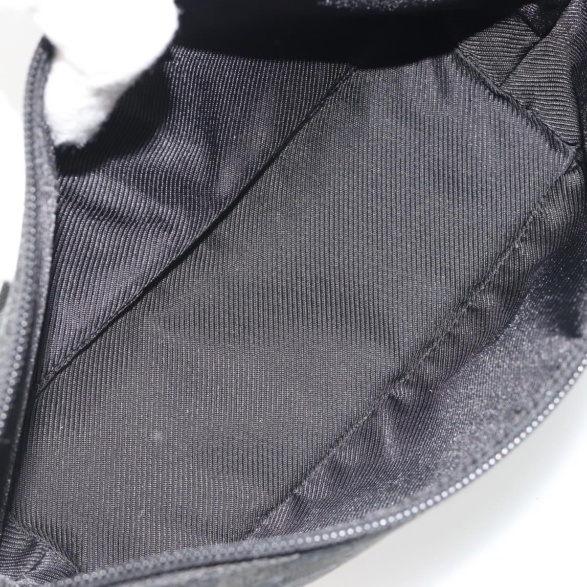 GUCCI GG Canvas Hand Pouch Black Silver 07198 Auth mr2600A