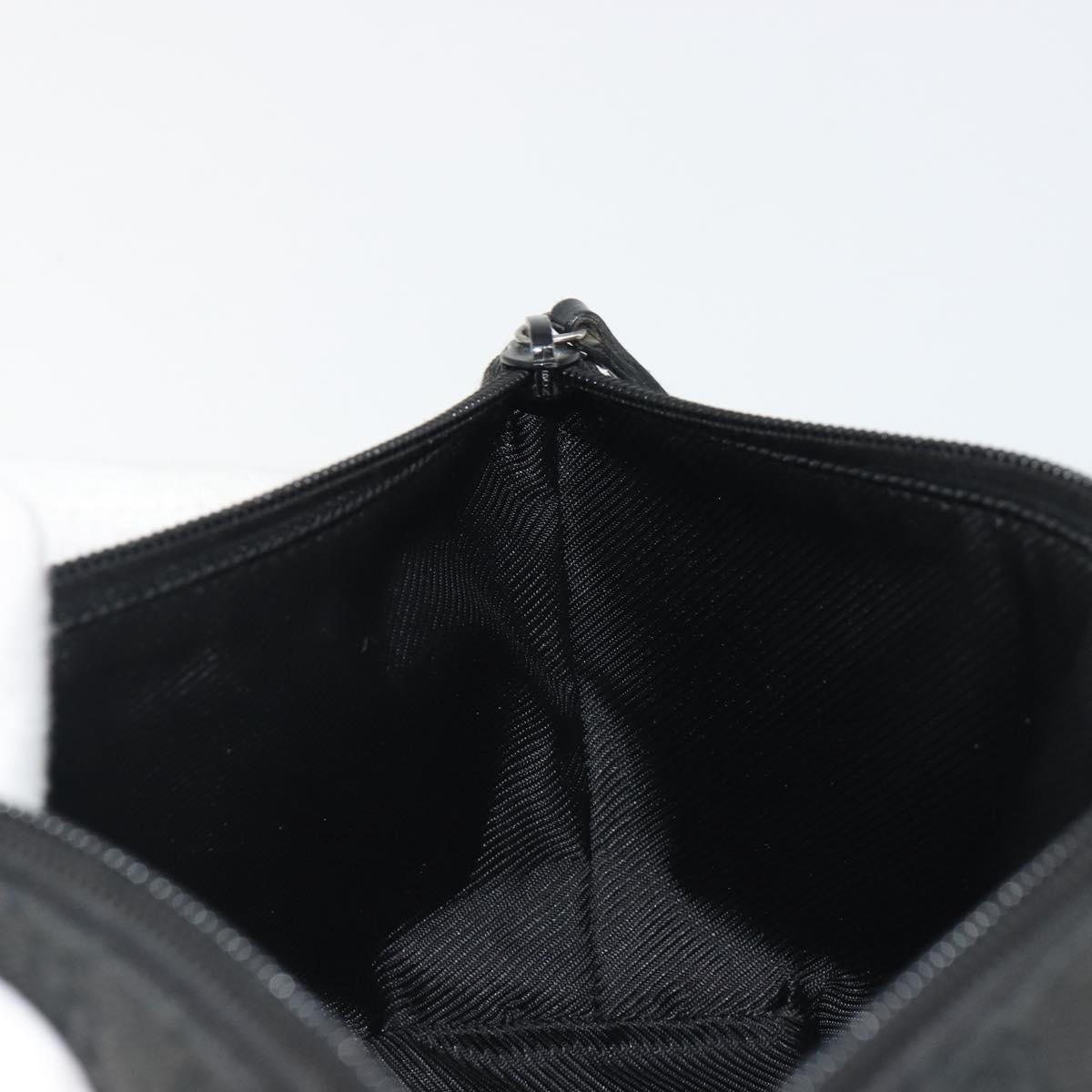 GUCCI GG Canvas Hand Pouch Black Silver 07198 Auth mr2600A
