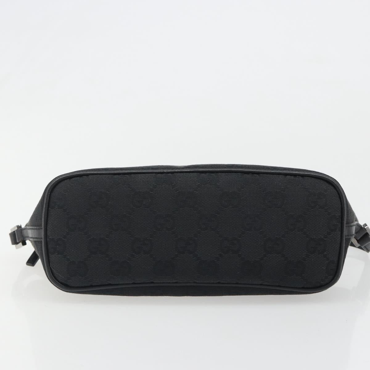 GUCCI GG Canvas Hand Pouch Black Silver 07198 Auth mr2600A