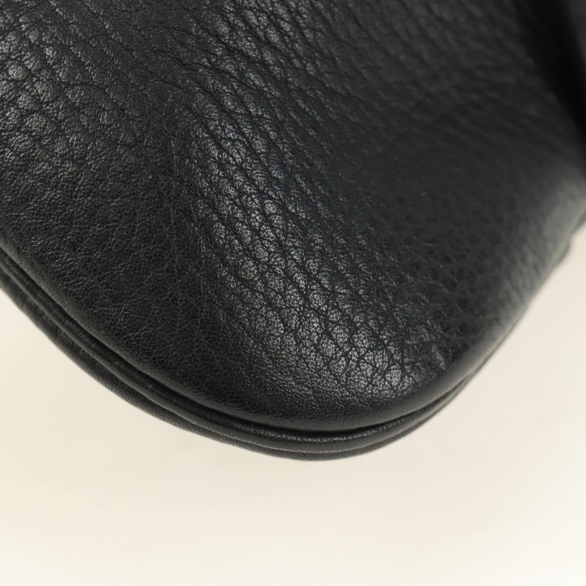 HERMES Rodeo Shoulder Bag Leather Black Gold Auth mr2602V