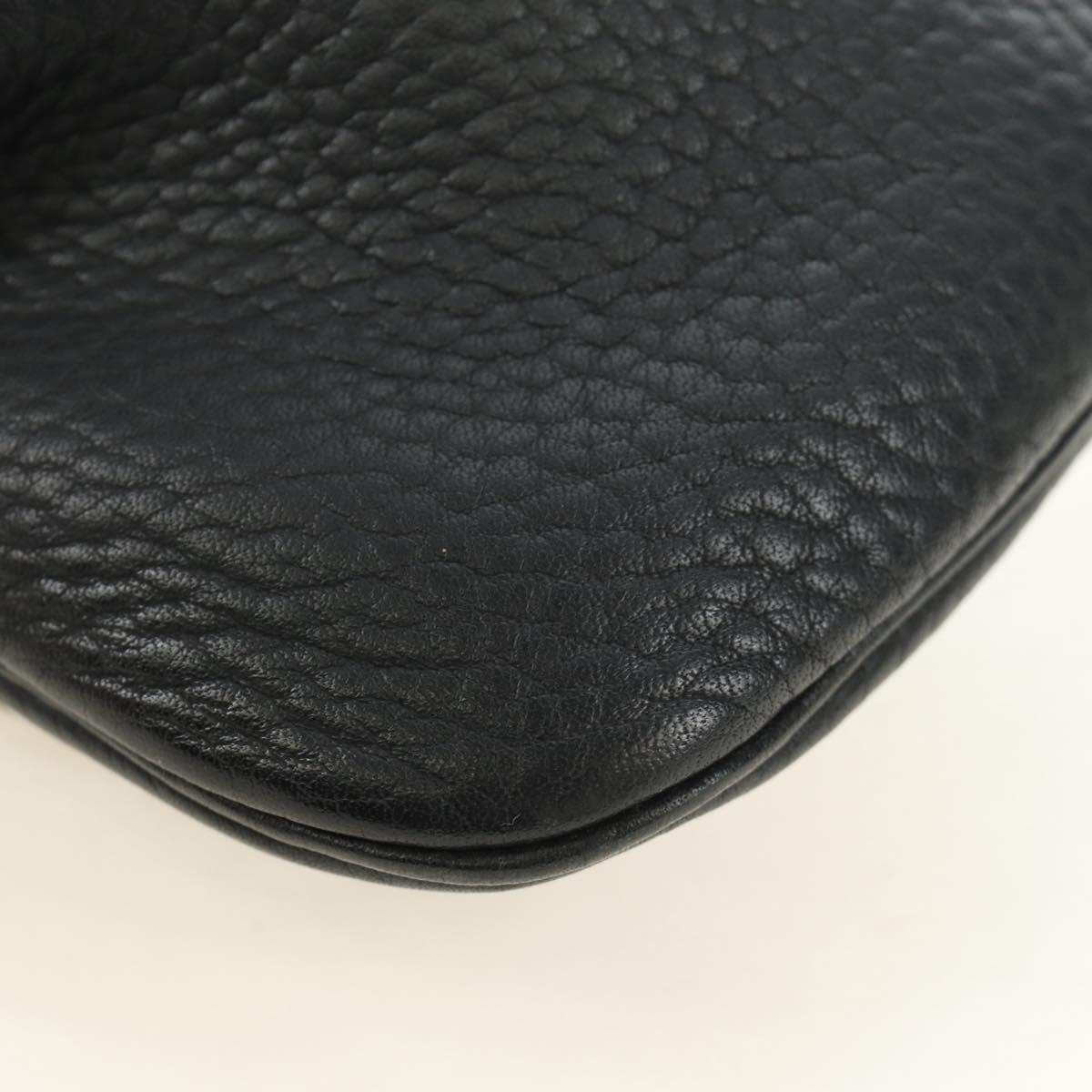 HERMES Rodeo Shoulder Bag Leather Black Gold Auth mr2602V
