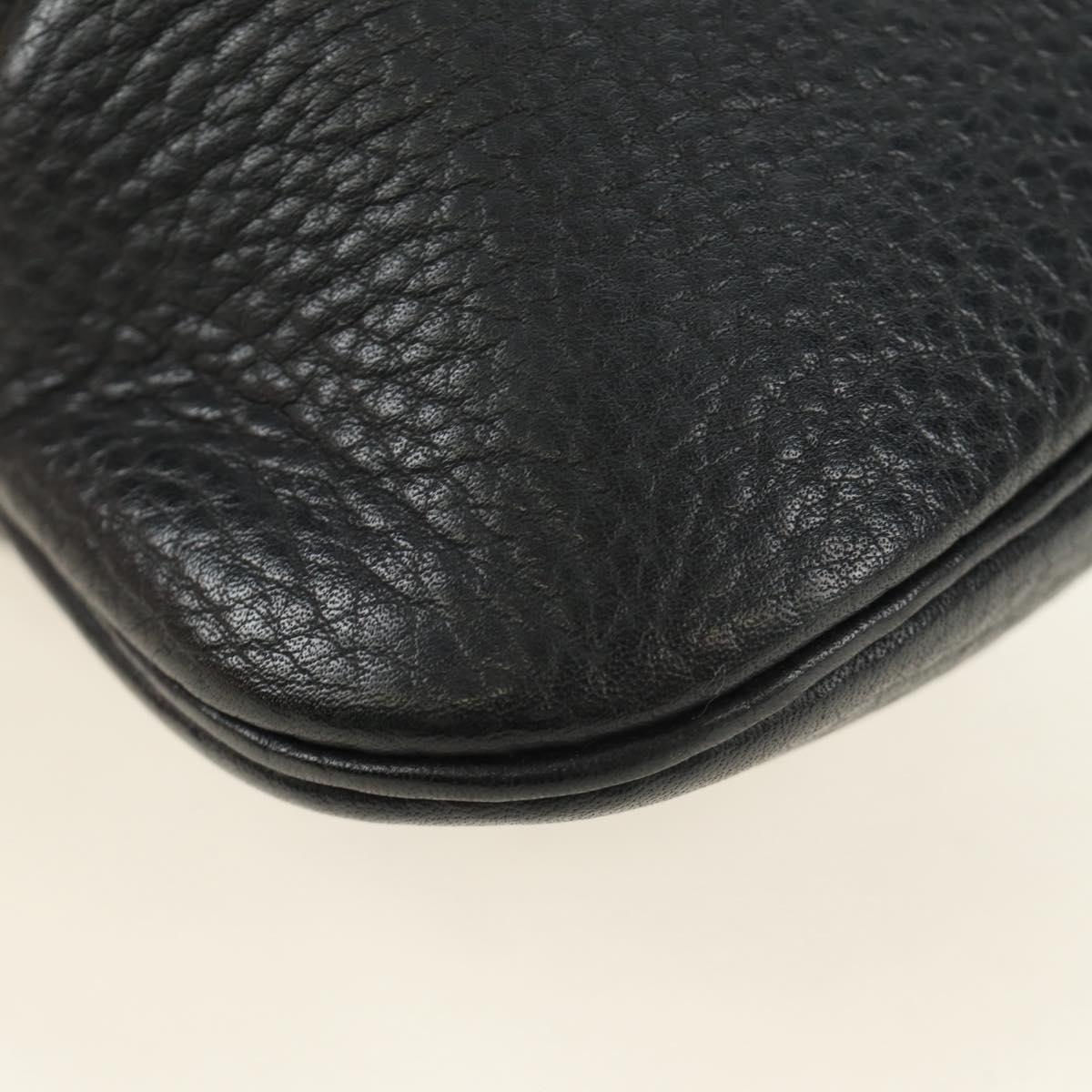 HERMES Rodeo Shoulder Bag Leather Black Gold Auth mr2602V