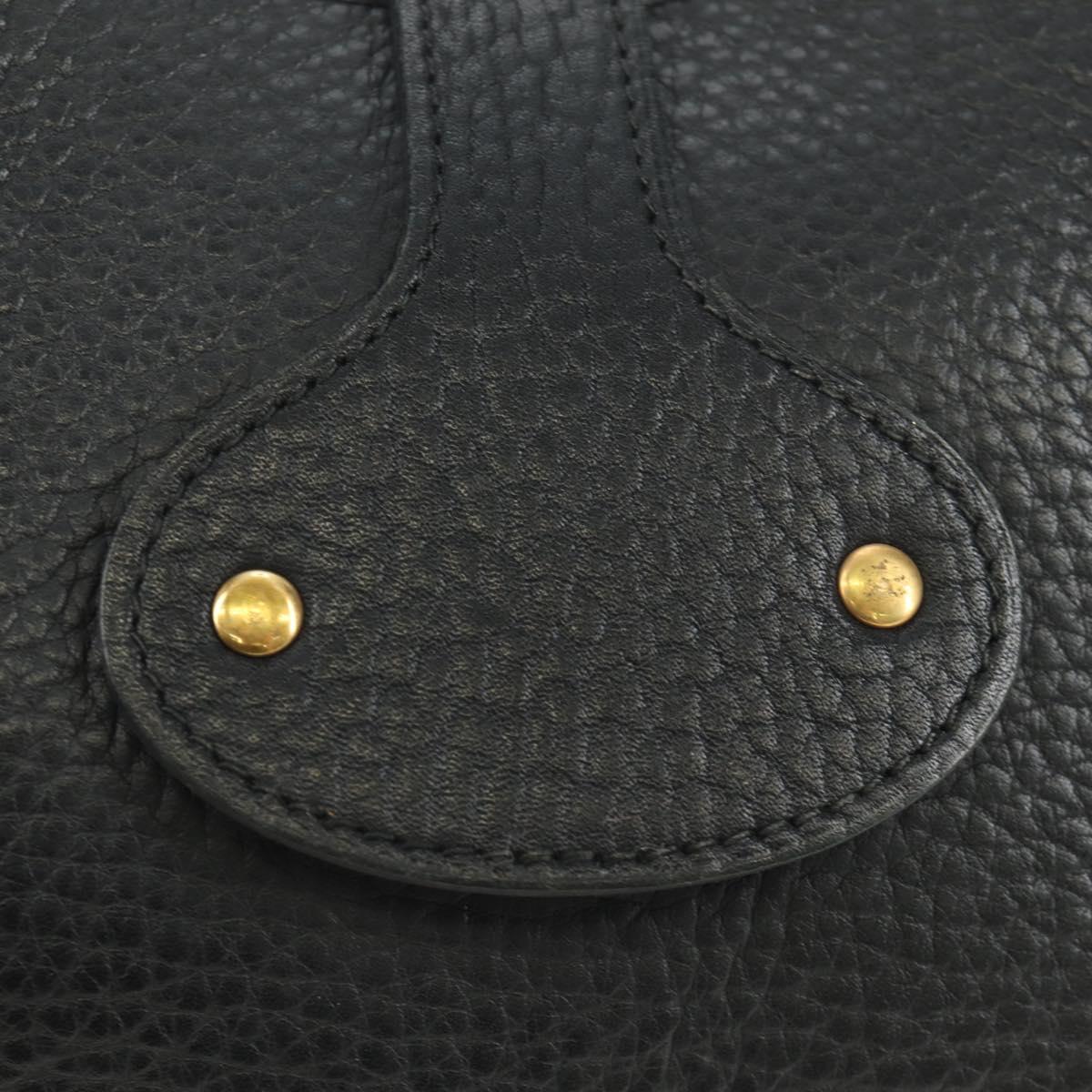 HERMES Rodeo Shoulder Bag Leather Black Gold Auth mr2602V