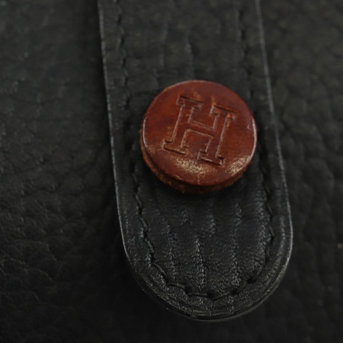HERMES Rodeo Shoulder Bag Leather Black Gold Auth mr2602V