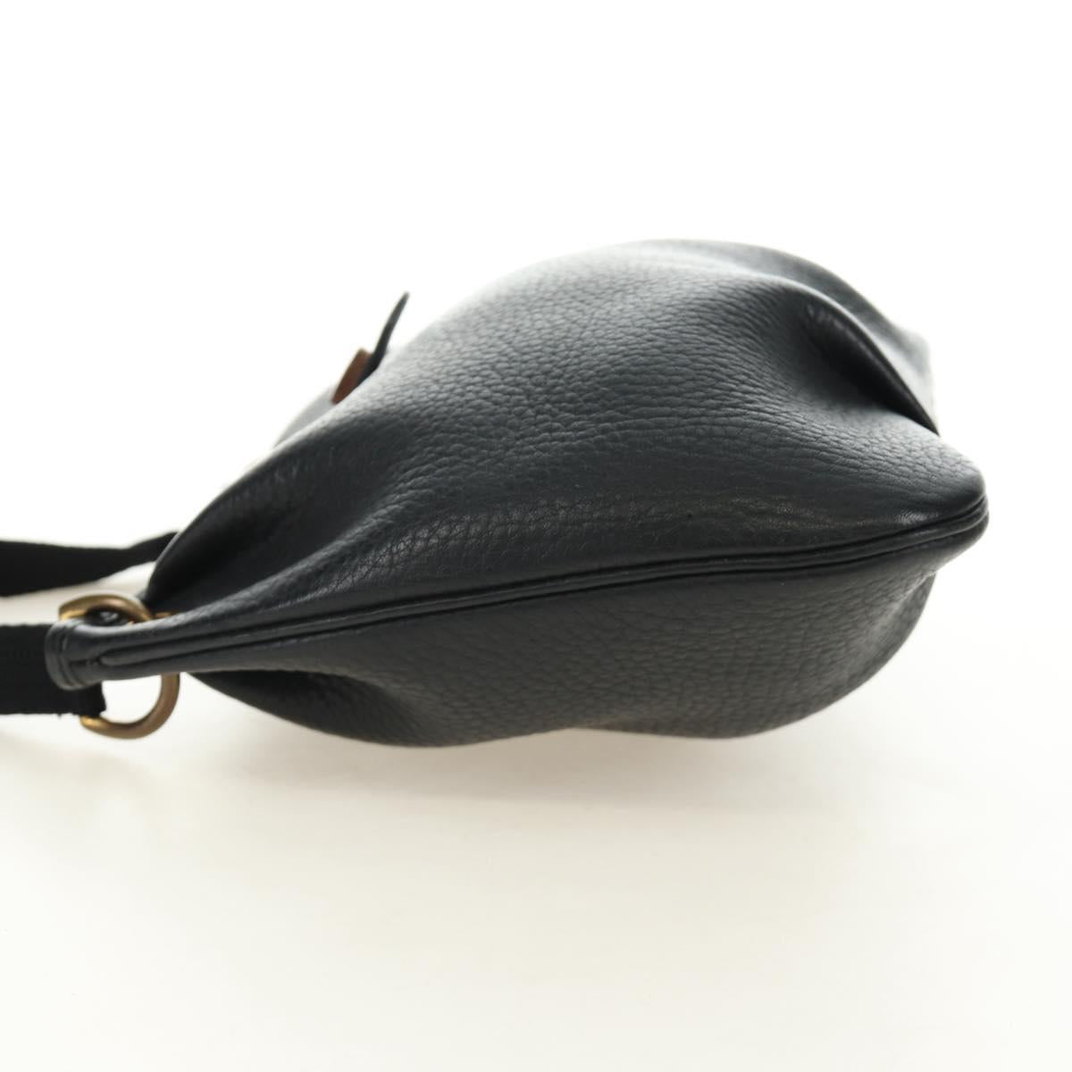HERMES Rodeo Shoulder Bag Leather Black Gold Auth mr2602V
