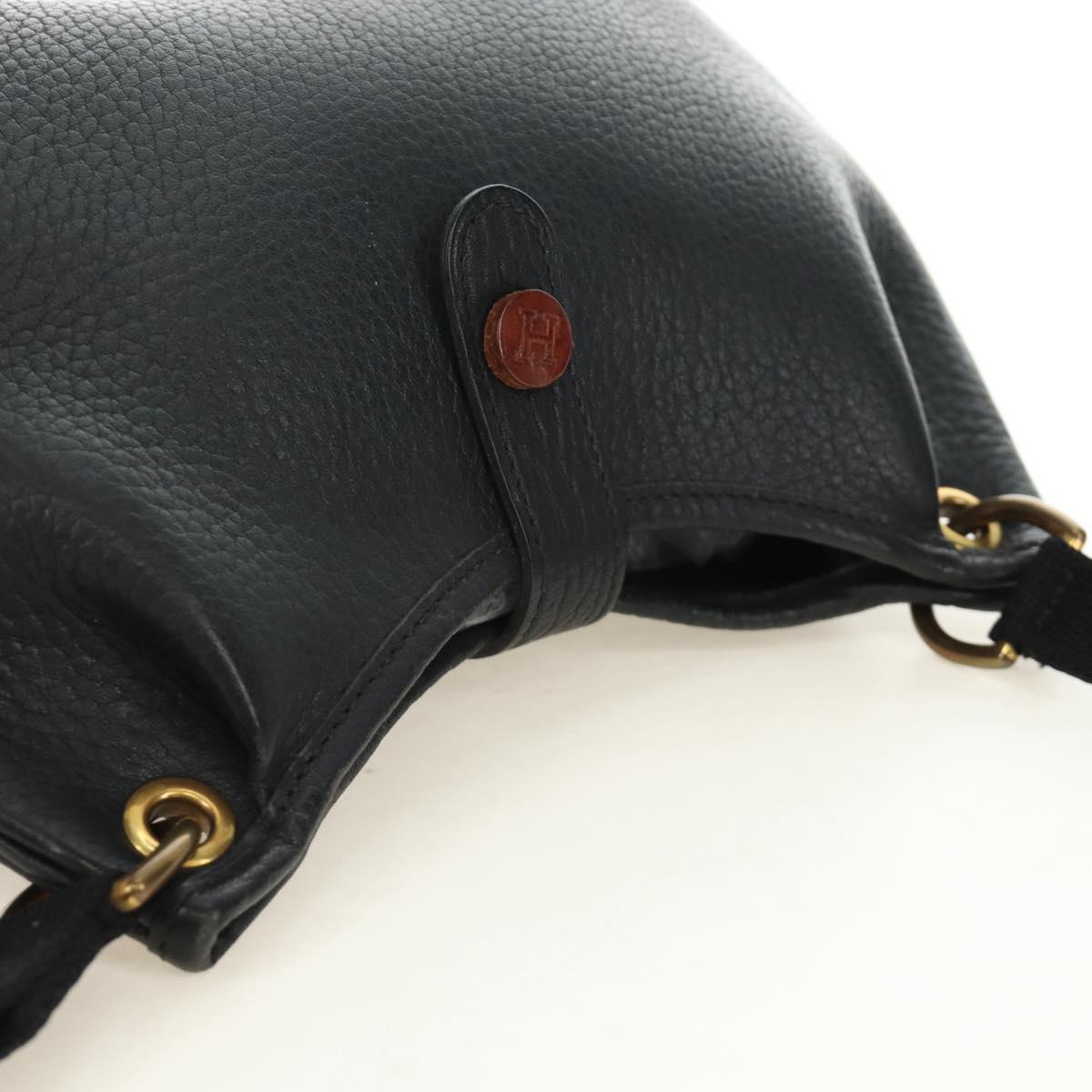 HERMES Rodeo Shoulder Bag Leather Black Gold Auth mr2602V