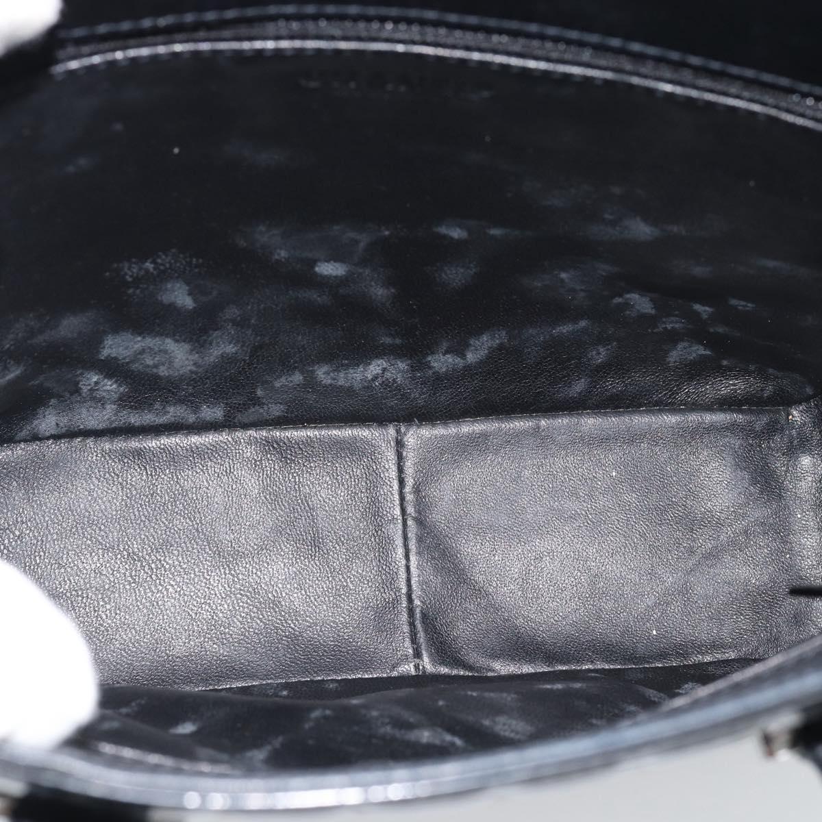 CHANEL Hand Bag Patent Leather Black Silver CC Auth mr2603A