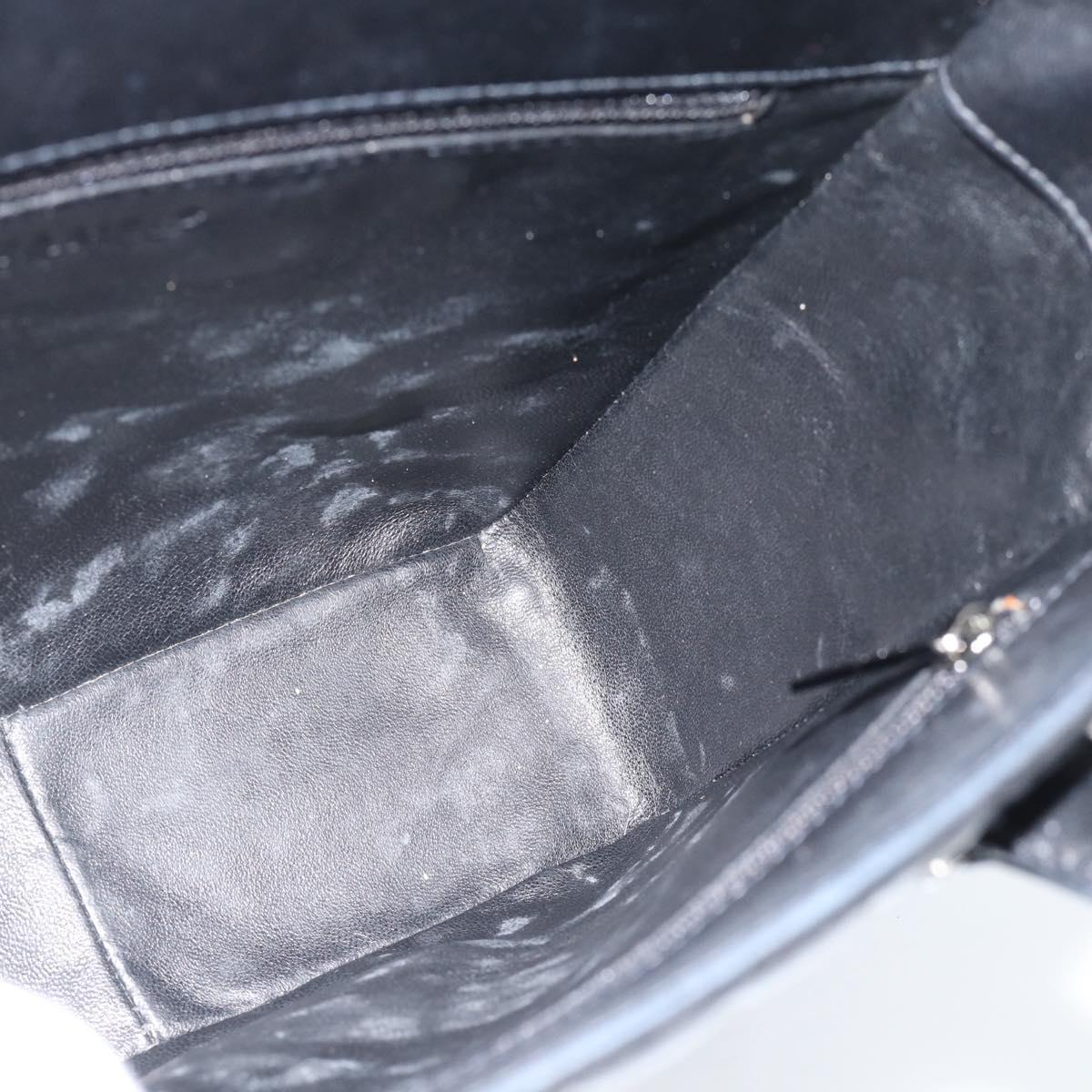 CHANEL Hand Bag Patent Leather Black Silver CC Auth mr2603A