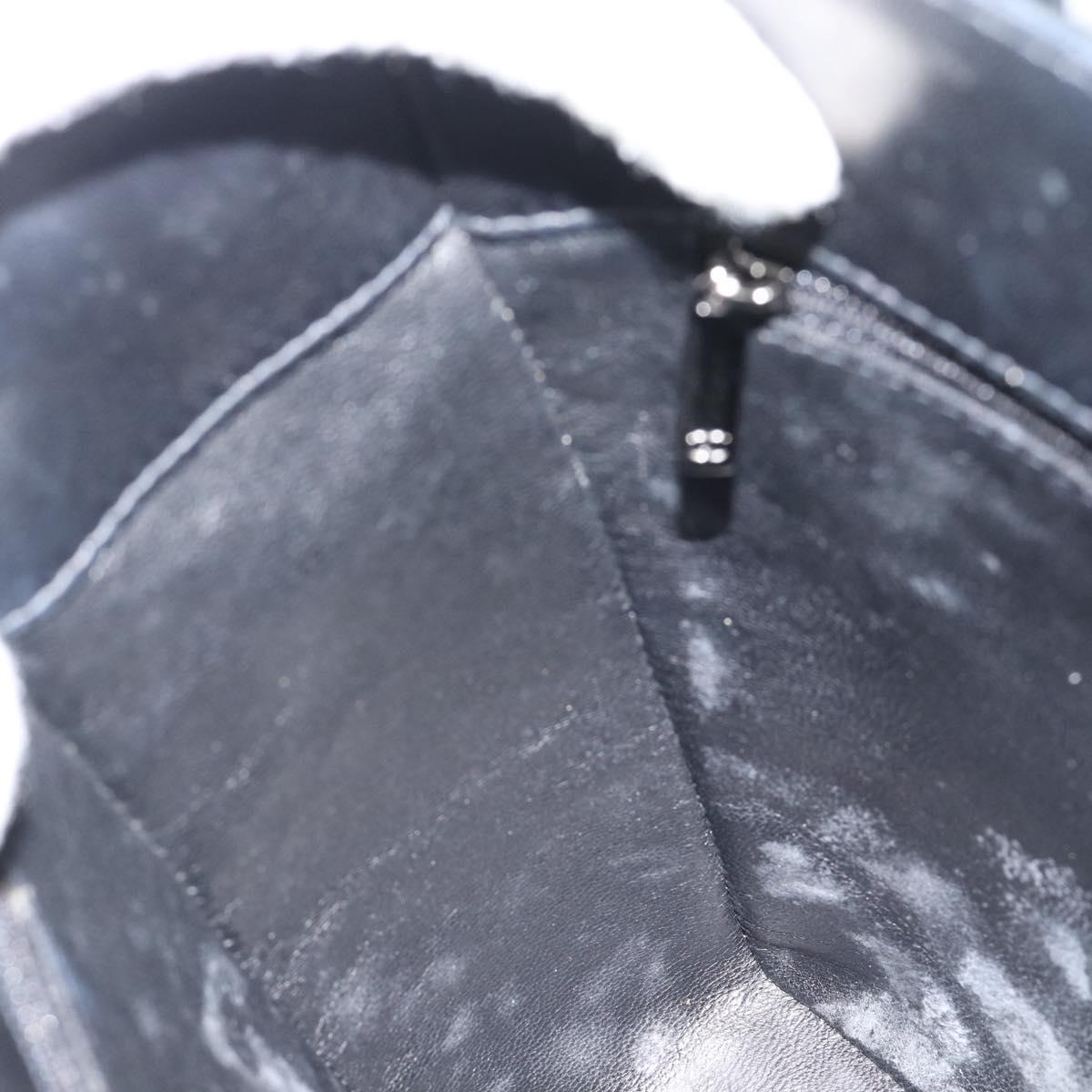 CHANEL Hand Bag Patent Leather Black Silver CC Auth mr2603A