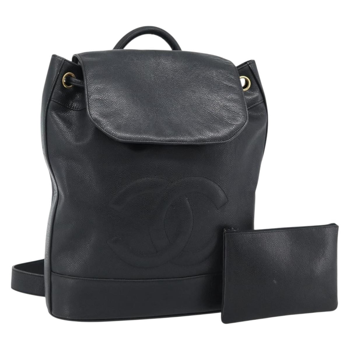 CHANEL Shoulder Bag Leather 2way Black Gold CC Auth mr2604V