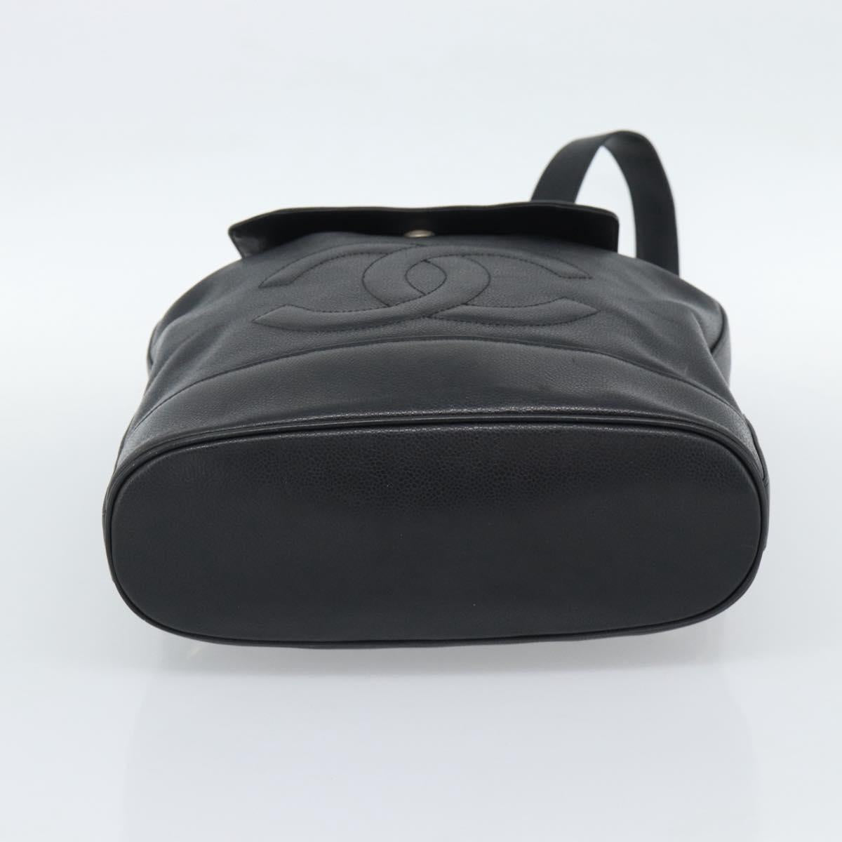 CHANEL Shoulder Bag Leather 2way Black Gold CC Auth mr2604V