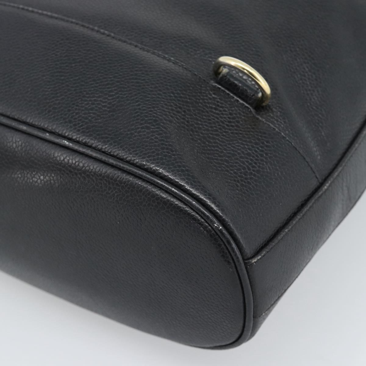 CHANEL Shoulder Bag Leather 2way Black Gold CC Auth mr2604V