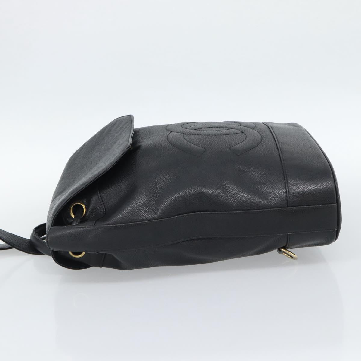 CHANEL Shoulder Bag Leather 2way Black Gold CC Auth mr2604V