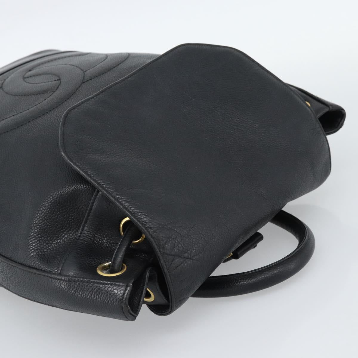 CHANEL Shoulder Bag Leather 2way Black Gold CC Auth mr2604V