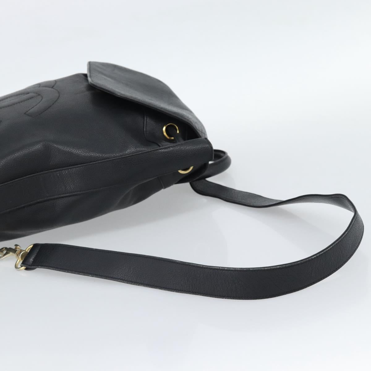CHANEL Shoulder Bag Leather 2way Black Gold CC Auth mr2604V