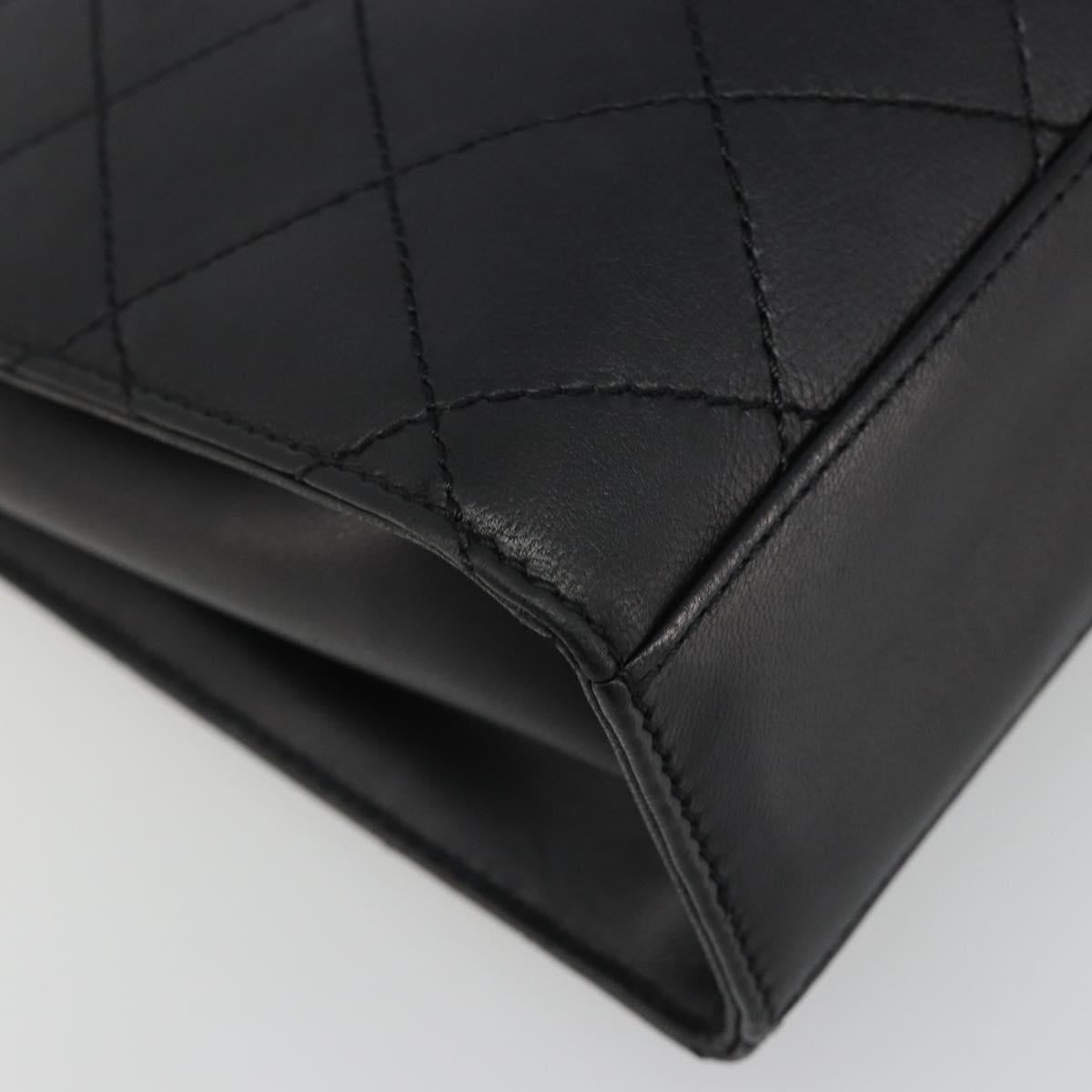 CHANEL Matelasse Shoulder Bag Leather Black Gold CC Auth mr2606V