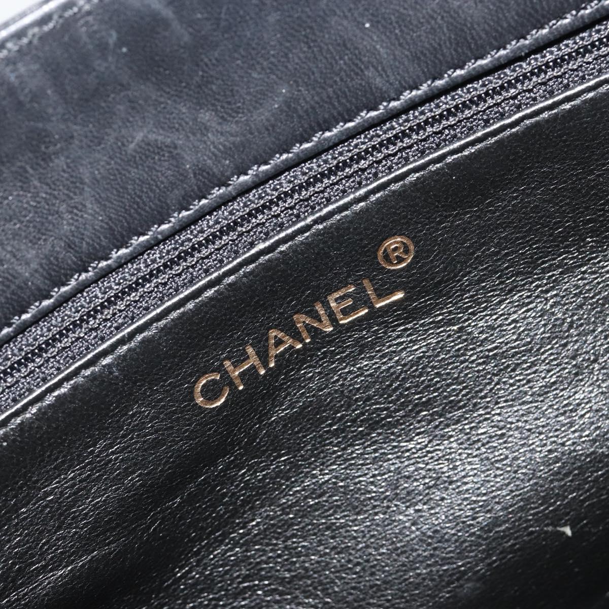 CHANEL Matelasse Shoulder Bag Leather Black Gold CC Auth mr2606V