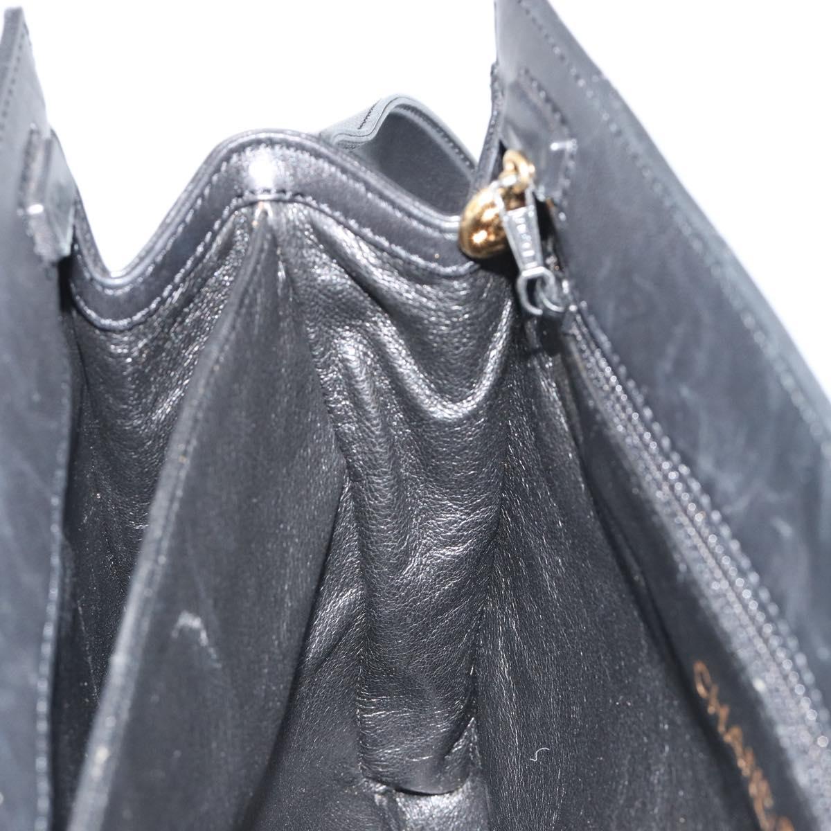CHANEL Matelasse Shoulder Bag Leather Black Gold CC Auth mr2606V