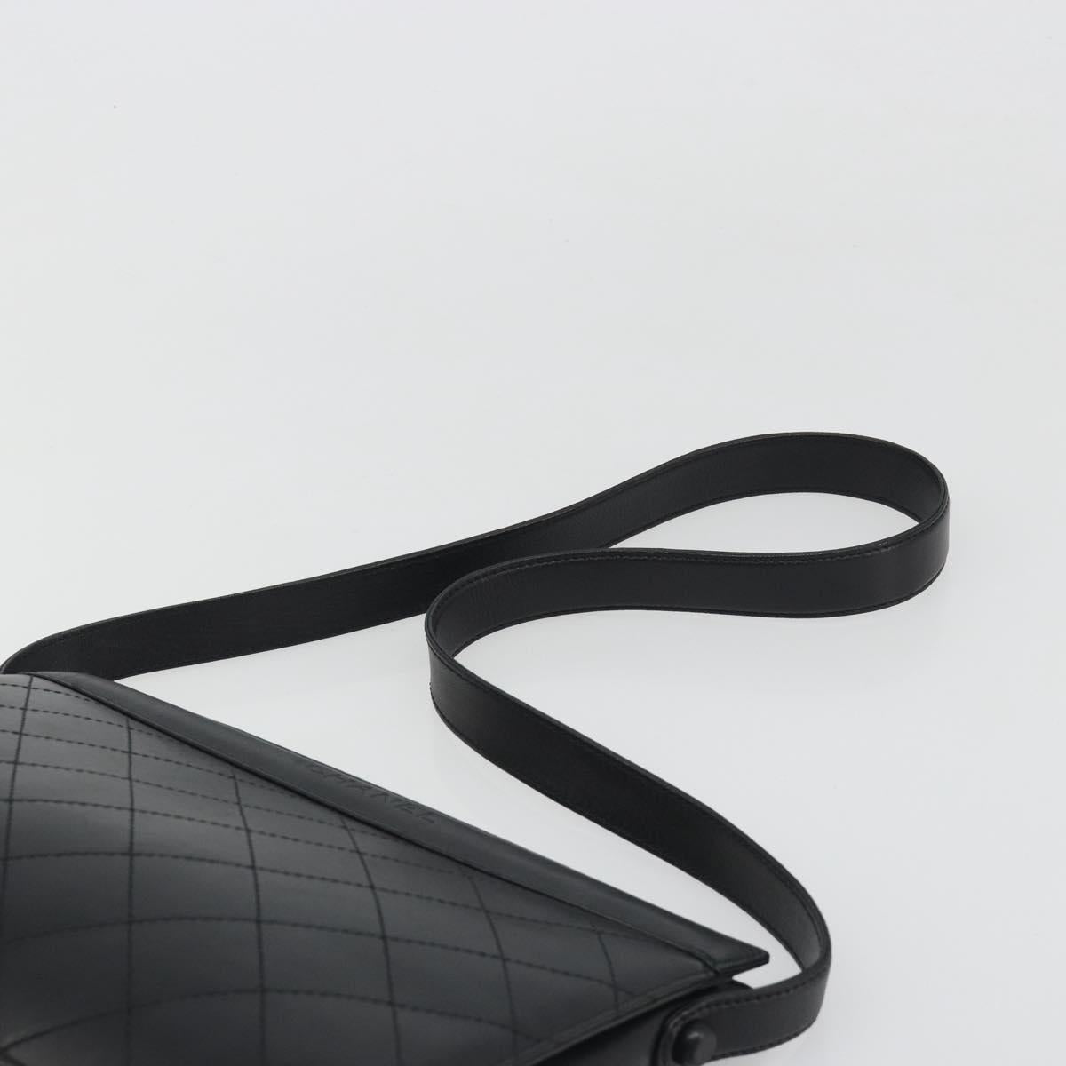 CHANEL Matelasse Shoulder Bag Leather Black Gold CC Auth mr2606V