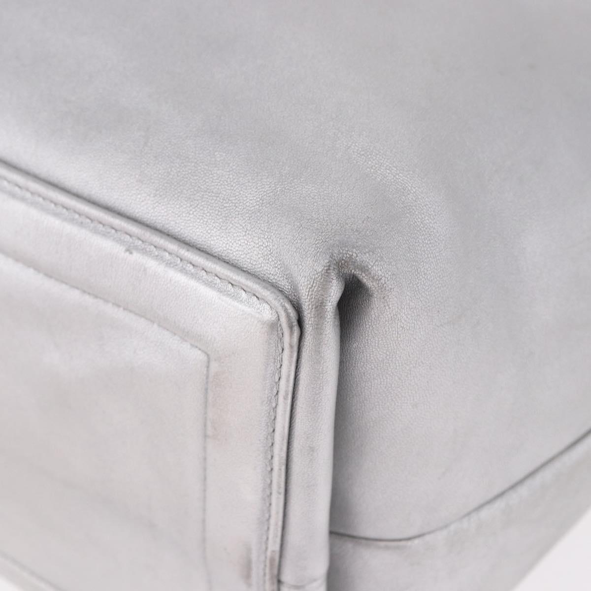 CHANEL Cococoon Tote Bag Leather Silver CC Auth mr2607