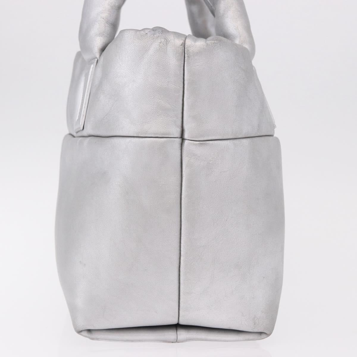 CHANEL Cococoon Tote Bag Leather Silver CC Auth mr2607
